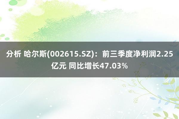 分析 哈尔斯(002615.SZ)：前三季度净利润2.25亿元 同比增长47.03%