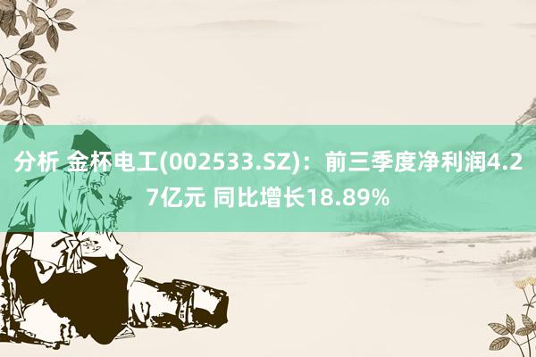 分析 金杯电工(002533.SZ)：前三季度净利润4.27亿元 同比增长18.89%