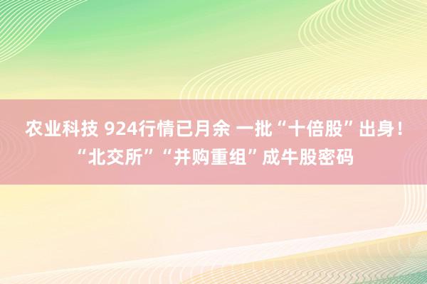 农业科技 924行情已月余 一批“十倍股”出身！“北交所”“并购重组”成牛股密码