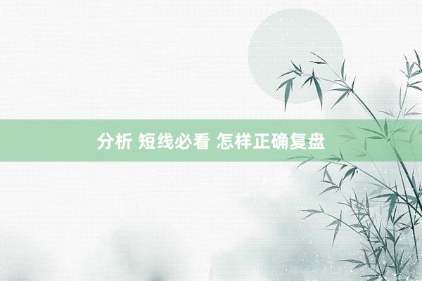 分析 短线必看 怎样正确复盘