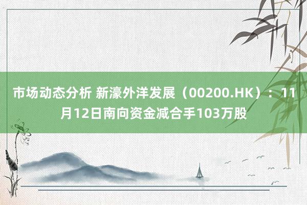 市场动态分析 新濠外洋发展（00200.HK）：11月12日南向资金减合手103万股