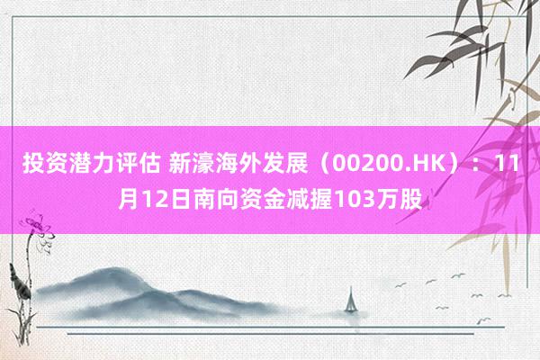 投资潜力评估 新濠海外发展（00200.HK）：11月12日南向资金减握103万股