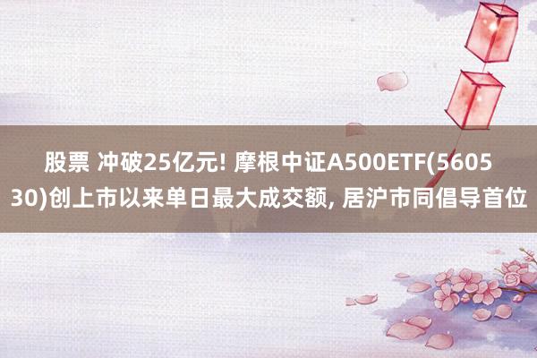 股票 冲破25亿元! 摩根中证A500ETF(560530)创上市以来单日最大成交额, 居沪市同倡导首位