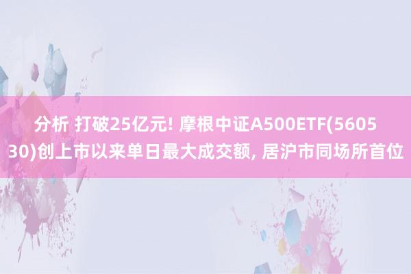 分析 打破25亿元! 摩根中证A500ETF(560530)创上市以来单日最大成交额, 居沪市同场所首位