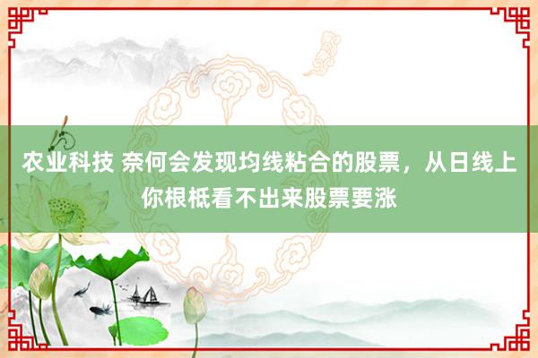 农业科技 奈何会发现均线粘合的股票，从日线上你根柢看不出来股票要涨