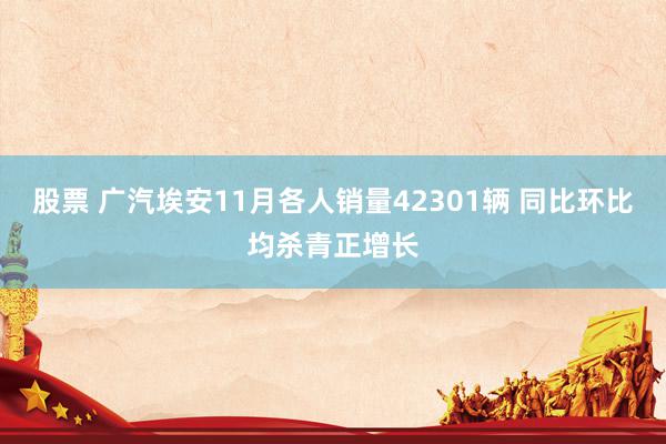 股票 广汽埃安11月各人销量42301辆 同比环比均杀青正增长