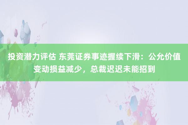 投资潜力评估 东莞证券事迹握续下滑：公允价值变动损益减少，总裁迟迟未能招到