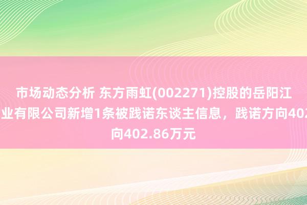 市场动态分析 东方雨虹(002271)控股的岳阳江南广德置业有限公司新增1条被践诺东谈主信息，践诺方向402.86万元