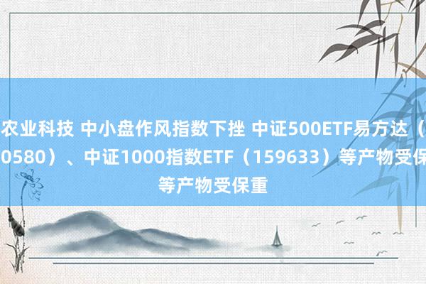 农业科技 中小盘作风指数下挫 中证500ETF易方达（510580）、中证1000指数ETF（159633）等产物受保重