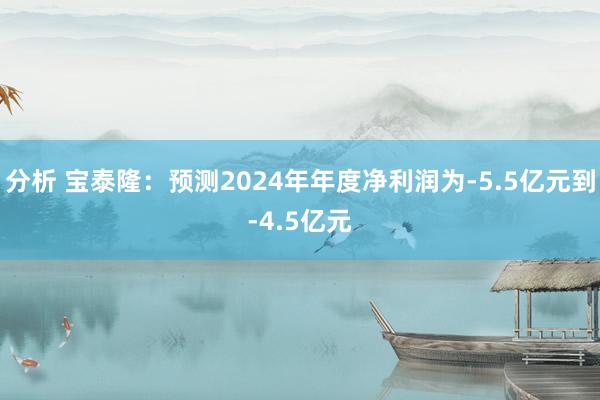 分析 宝泰隆：预测2024年年度净利润为-5.5亿元到-4.5亿元