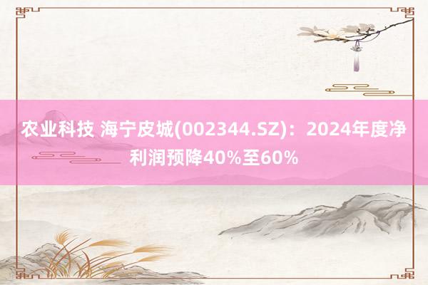 农业科技 海宁皮城(002344.SZ)：2024年度净利润预降40%至60%