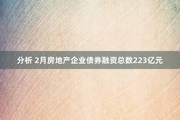 分析 2月房地产企业债券融资总数223亿元