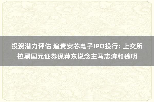 投资潜力评估 追责安芯电子IPO投行: 上交所拉黑国元证券保荐东说念主马志涛和徐明